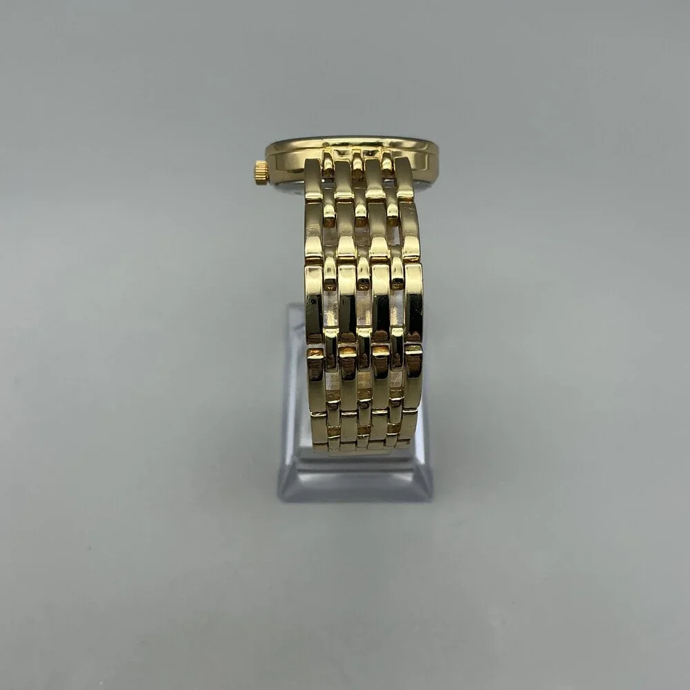 Anne Klein Womens Watch 30mm Black Dial Gold Tone Diamond New Battery 7.5